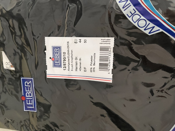 Kochjacke 6-Loch Damen Größe 44 und Herren Größe 50