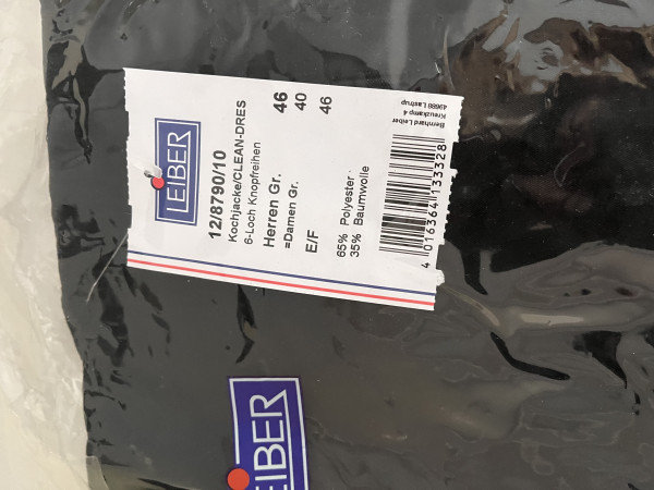 Kochjacke 6-Loch Damen Größe 40 und Herren Größe 46